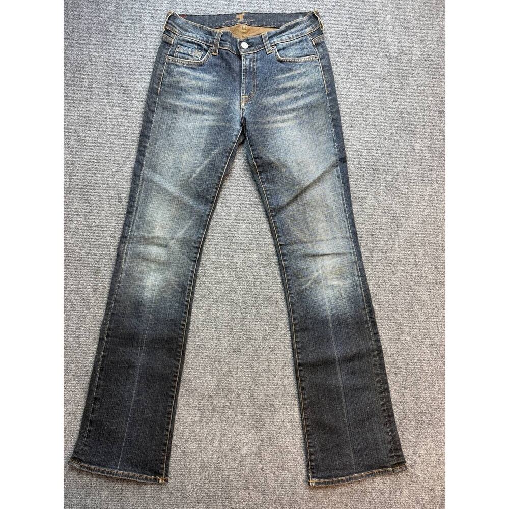 Vintage Y2K 7 For All Mankind Jeans Womens 28 Low Rise Bootcut Gray Black USA - Picture 2 of 15